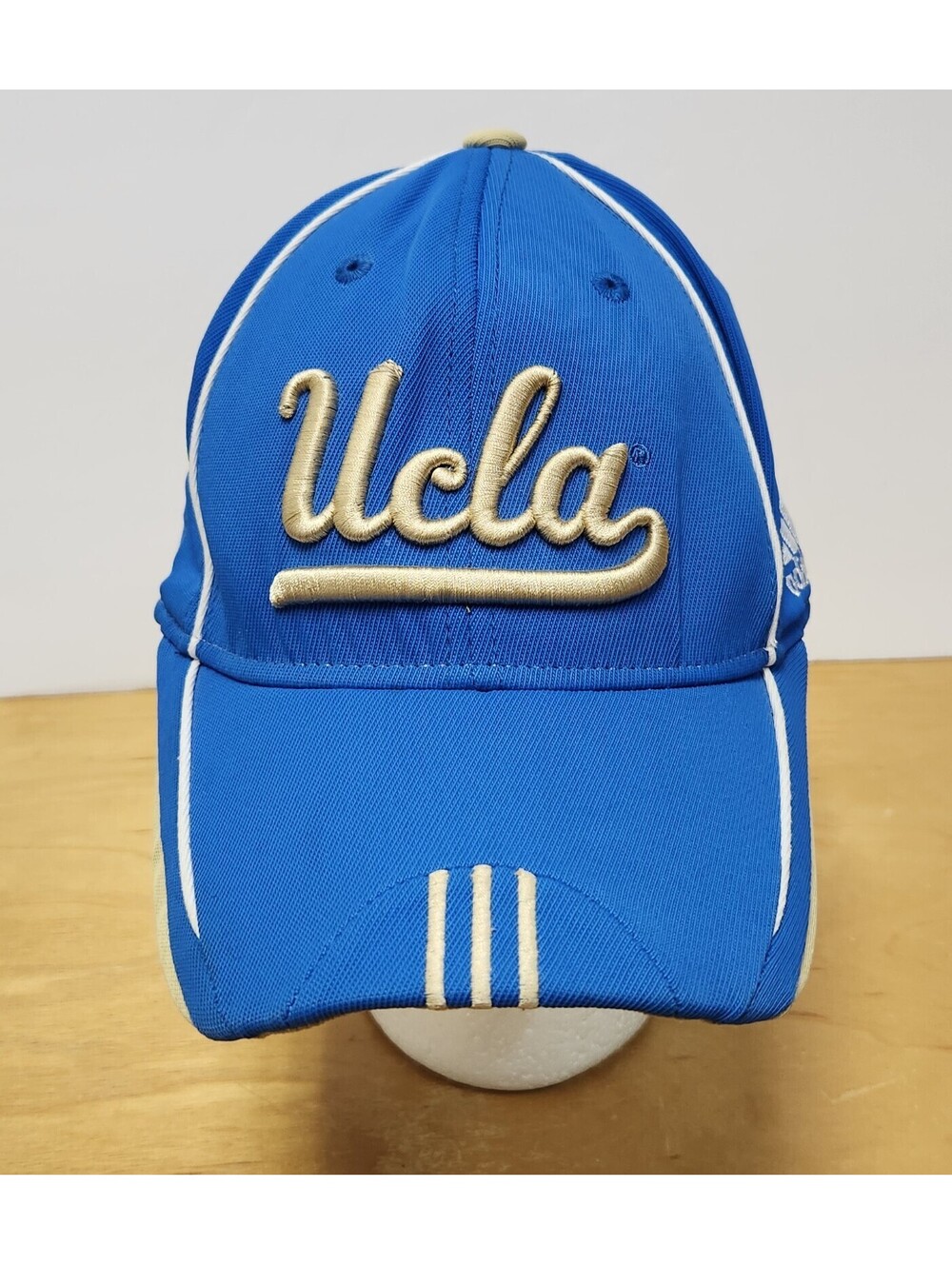 Vintage Adidas UCLA Bruins Hat Cap S/M Script Blue Spellout Sideline Stretch Fit